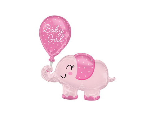 Balon foliowy Słonik różowy Baby Girl - 73 x 78 cm - 1 szt.