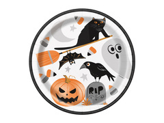 Talerzyki papierowe na Halloween - 23 cm - 8 szt.