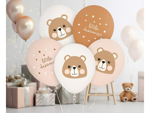 Balony pastelowe Miś Little Dreamer - 30 cm - 5 szt.