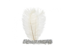 Opaska z piórem Retro biała - 1 szt.