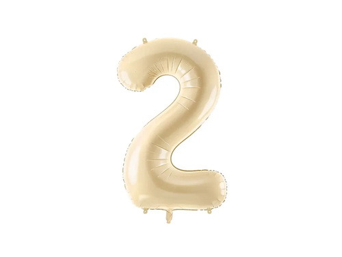 Balon foliowy cyfra 2 beżowa - 72 cm - 1 szt.