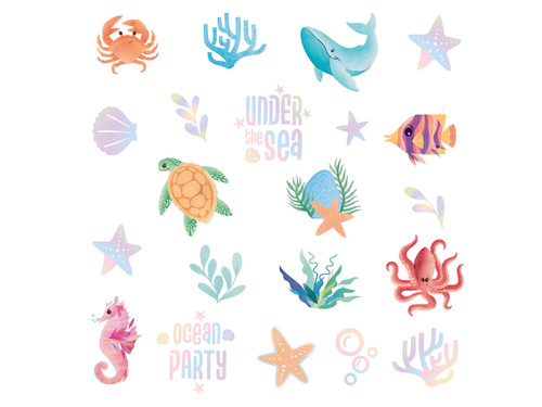 Tatuaże zmywalne Ocean - 21 szt.