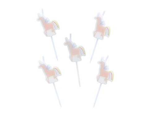 Świeczki pikery Jednorożec - 5 szt.