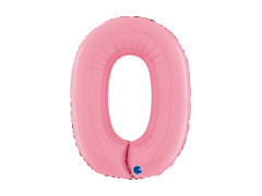 Balon foliowy cyfra 0 pastelowy różowy - 26" - 1 szt.