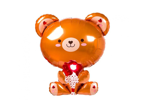 Balon foliowy Miś z różą - 51x48cm - 1 szt.