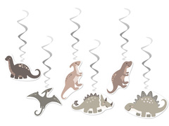 Dekoracja wisząca urodzinowa Dinozaury - 6 szt.