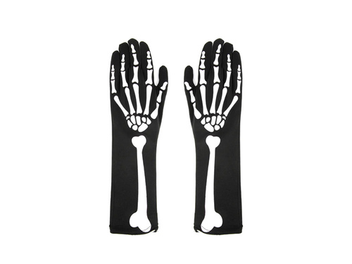 Rękawiczki długie Szkielet - 24 cm - 1 para
