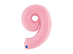 Balon foliowy cyfra 9 pastelowy różowy - 40" - 1 szt.
