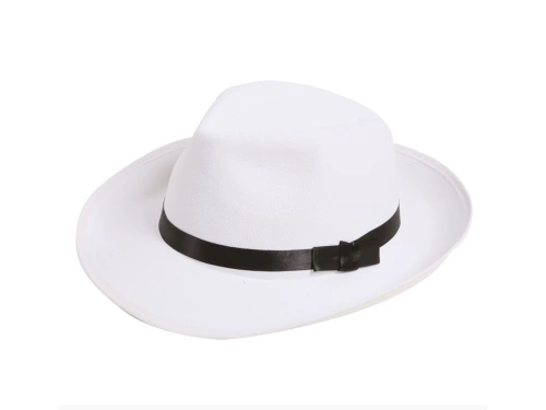 Kapelusz gangstera biały z czarną lamówką - 1 szt.