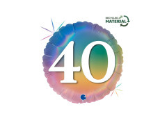 Balon foliowy okrągły Happy 40 tęczowy - 14" - 1 szt.