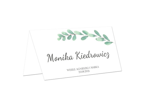 Winietki personalizowane składane z eukaliptusem - 15 szt.