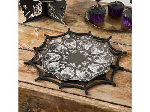 Talerzyki papierowe Halloweenowe w czaszki - 23 cm - 8 szt.