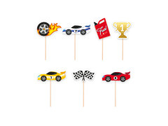 Pikery na tort Wyścigówki - 10,5 cm - 7 szt.