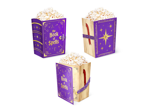 Pudełka na popcorn Księga Zaklęć - 9x12,5 cm - 3 szt.