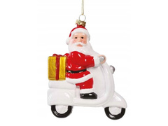 Bombka choinkowa Mikołaj na skuterze - 14 cm - 1 szt.