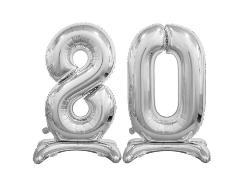 Zestaw balonów foliowych 80 srebrna - 74 cm