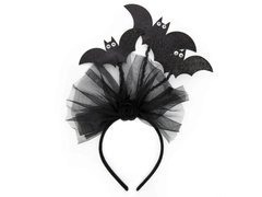Opaska z tiulem i nietoperzami na Halloween - 1 szt.