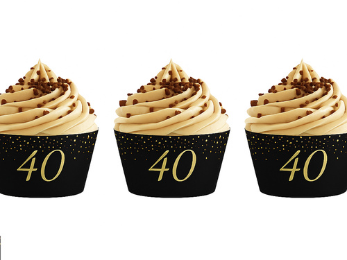 Papilotki na babeczki Sparkling na czterdzieste urodziny - 6 szt.