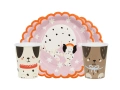 Zestaw kubeczki + talerzyki papierowe Pieski - 24 szt.
