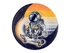 Talerzyki papierowe na urodziny Kosmos - 23 cm - 8 szt.