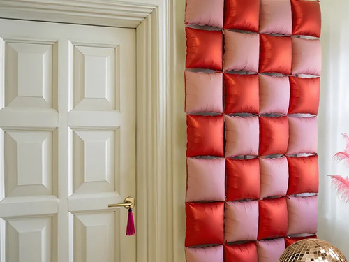 Balony foliowe Kwadraty różowo-czerwone - 35 x 35 cm - 4 szt.