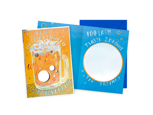 Kartka urodzinowa z lusterkiem Piwo - 1 szt.