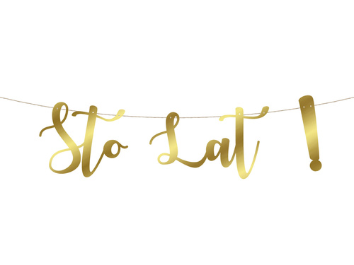 Baner z napisem Sto Lat! złoty - 65 cm - 1 szt.