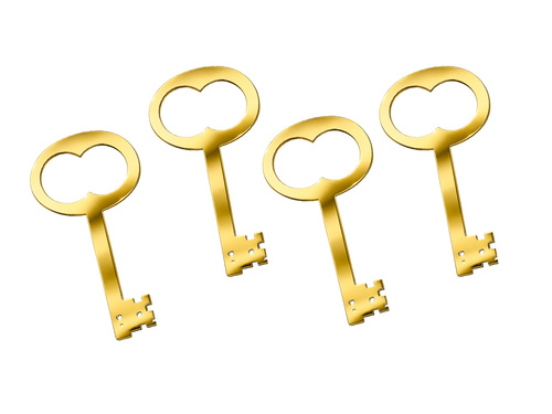 Klucz do wróżb z wosku złoty - 13 cm - 4 szt.