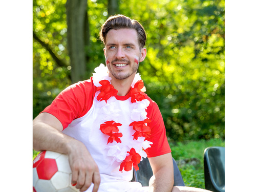 Naszyjnik hawajski biało-czerwony - 120 cm - 1 szt.