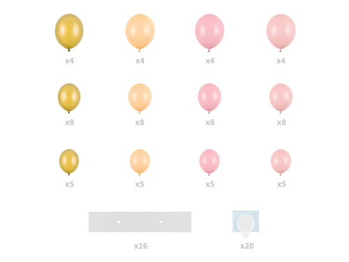 Girlanda balonowa różowo-złota ze stelażem Serce - 104 elementy