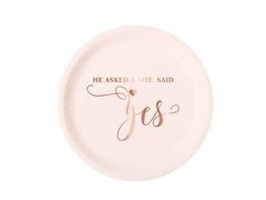 Talerzyki papierowe na Wieczór Panieński She said yes różowe - 18 cm - 6 szt.