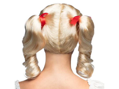 Peruka blond z kucykami i wstążkami