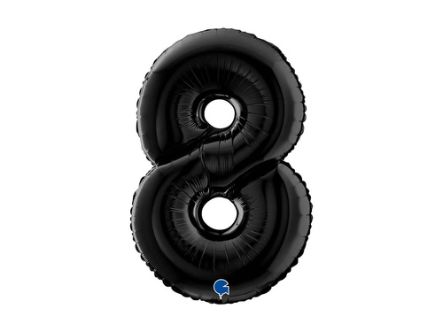 Balon foliowy cyfra 8 czarny - 26" - 1 szt.