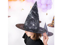 Kapelusz czarownicy ze srebrną pajęczyną na Halloween - 1 szt.