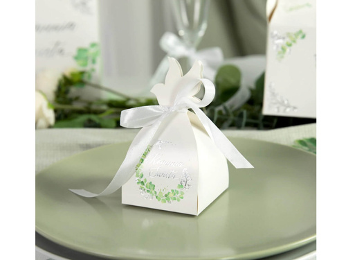 Pudełeczka dla gości na Komunię Świętą z eukaliptusem - 6 szt.