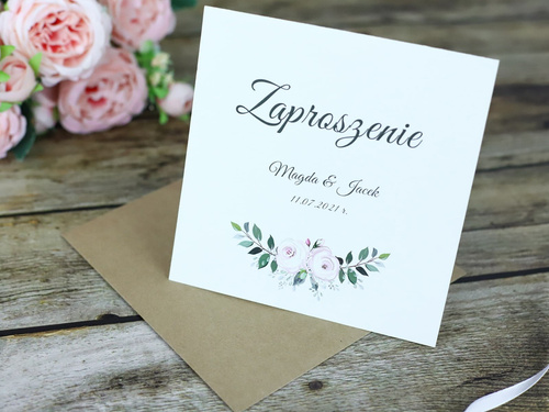 Zaproszenie personalizowane na ślub z kopertą - 6 szt.