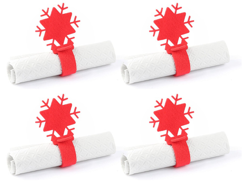 Serwetnik ze wzorem świątecznym - Śnieżynka - 21 cm - 4 szt.