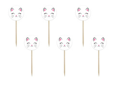 Pikery na tort Kotek - 6 szt.