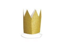 Korona papierowa złota błyszcząca - 4 szt.