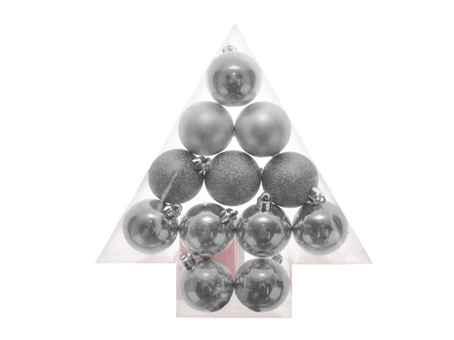 Bombki na choinkę srebrne - 4 cm - 12 szt.