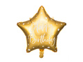 Balon foliowy gwiazda Happy Birthday złoty - 40 cm - 1 szt.
