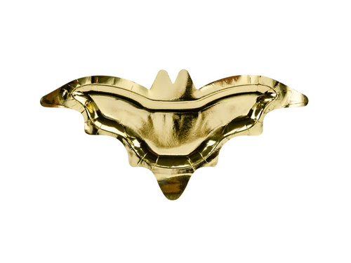 Talerzyki papierowe halloweenowe Nietoperz złote - 37,5 cm - 6 szt.