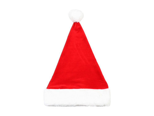Czapka Mikołaja z pomponem - "Aksamit" - 1 szt.