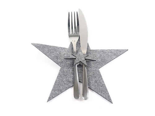 Etui na sztućce ze sztywnego filcu - Gwiazda - 2 szt.