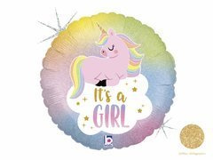 Balon foliowy It's a Girl z jednorożcem - 46 cm - 1 szt.