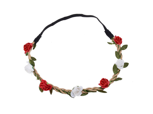 Wianek z biało-czerwonymi kwiatami - 1 szt.