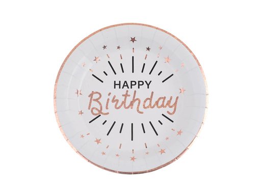 Talerzyki papierowe na urodziny Happy Birthday Sparkling - 22,5 cm - 10 szt.