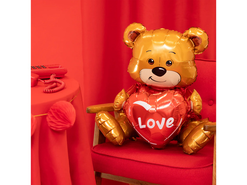 Balon foliowy Miś z sercem - 41x50x31 cm - 1 szt.