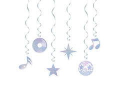 Dekoracja wisząca świderki Silver Disco - 6 szt.