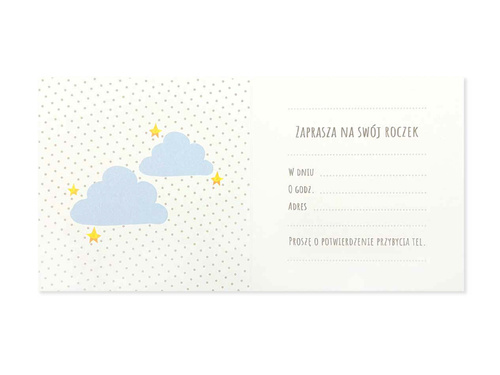 Zaproszenia na roczek z chmurką - 5 szt.